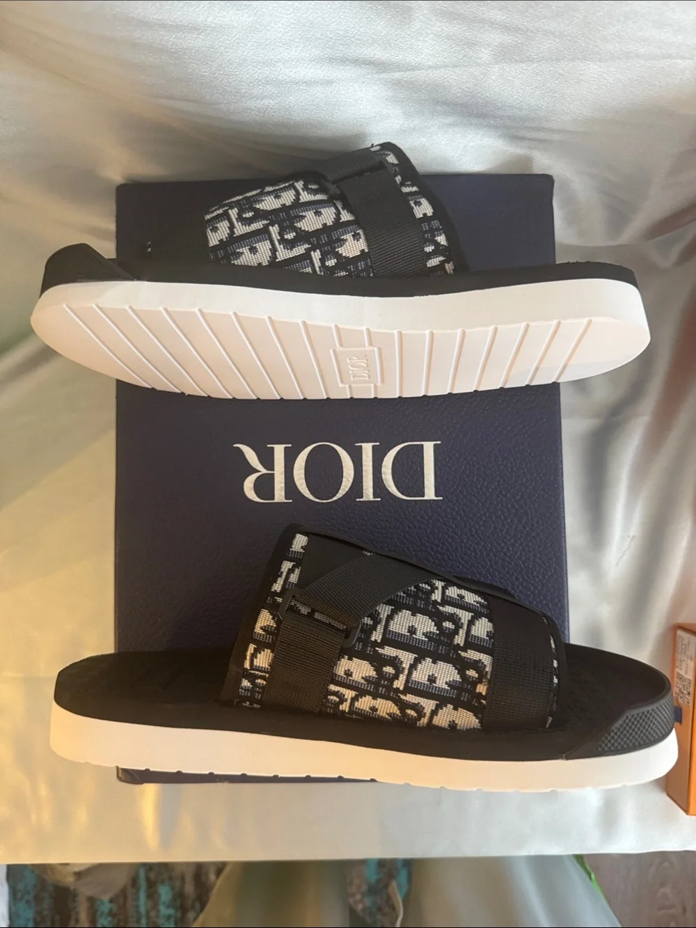Dior Alpha sandals featuring the black and beige Oblique jacquard motif